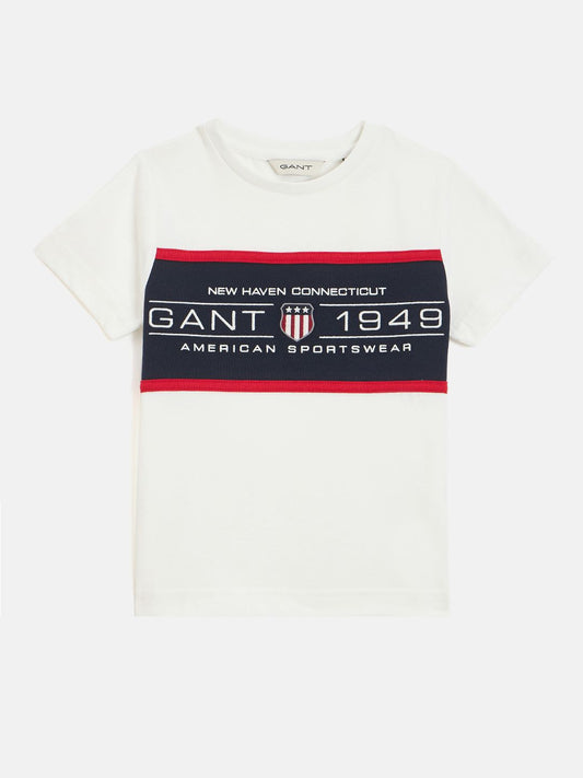 GANT Boys Typography Colourblocked Applique T-shirt