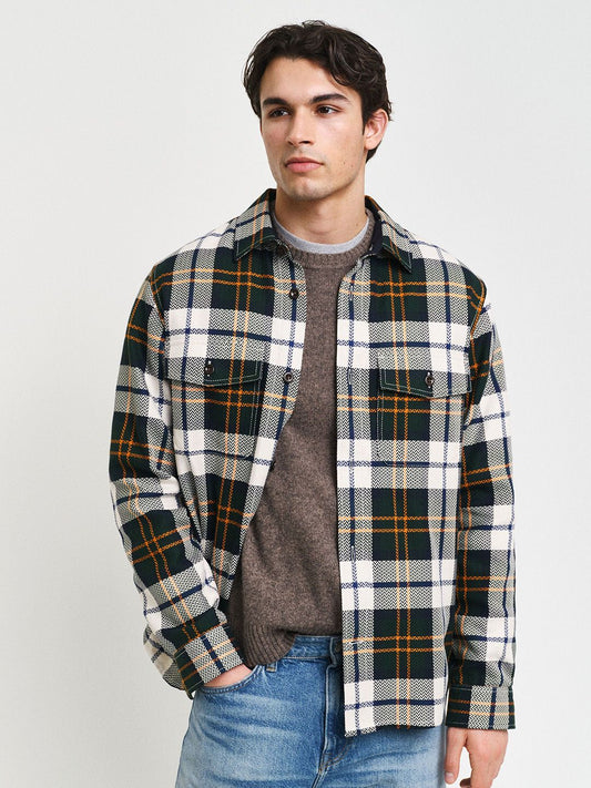 GANT Men Spread Collar Tartan Checked Cotton Casual Shirt