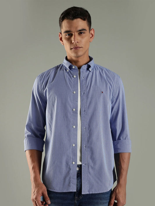 Tommy Hilfiger Button-Down Collar Micro Checks Checked Cotton Shirt