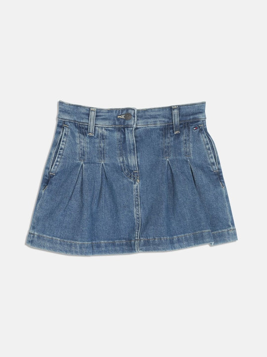Tommy Hilfiger Girls Cotton Cambric Knee Length Flared Skirt