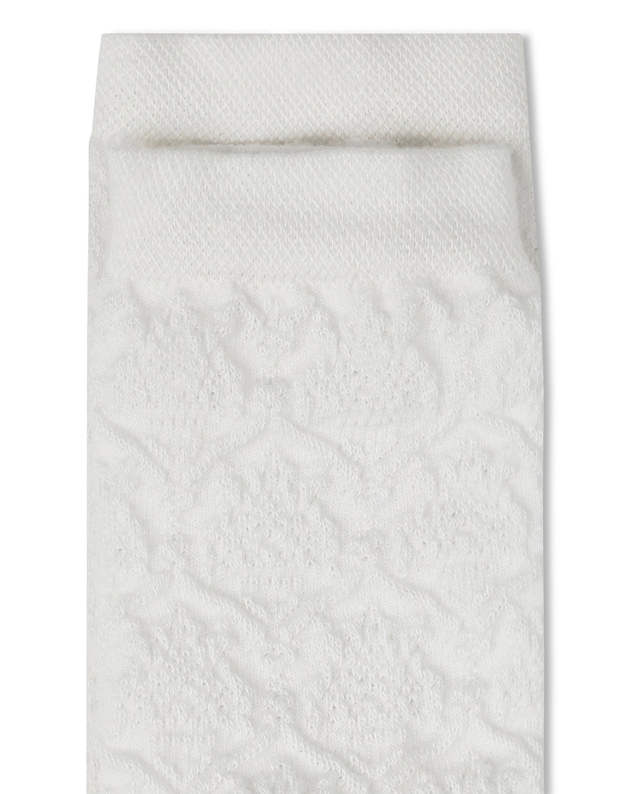 Rare Rabbit Men's Jacq Off White Cotton Fabric Mid Calf Socks