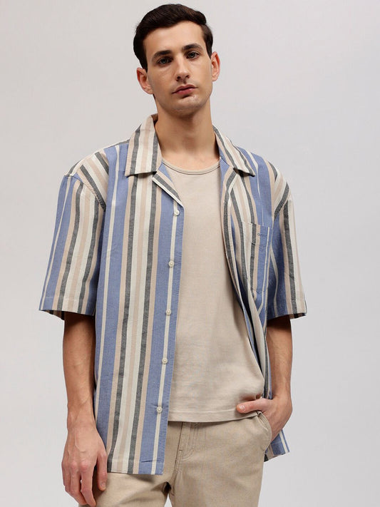 GANT Striped Cuban Collar Relaxed Fit Shirt