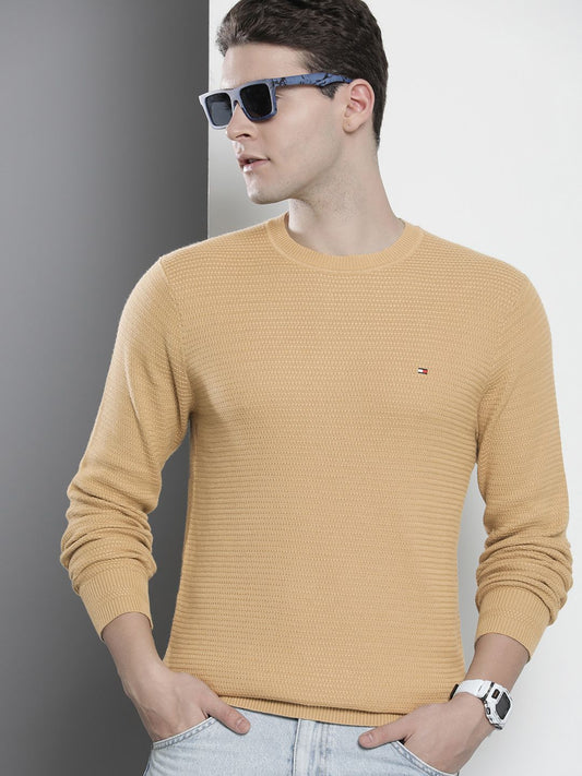 Tommy Hilfiger Men Pure Cotton Self Design Pullover