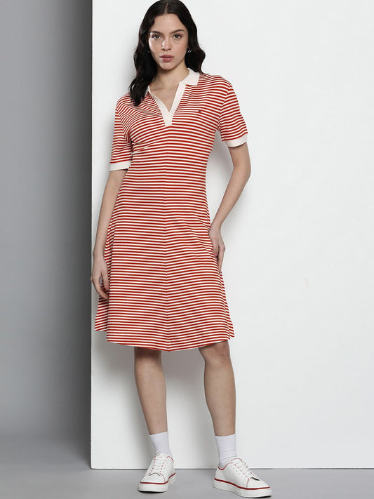 Tommy Hilfiger Polo Collar Striped T-shirt Dress