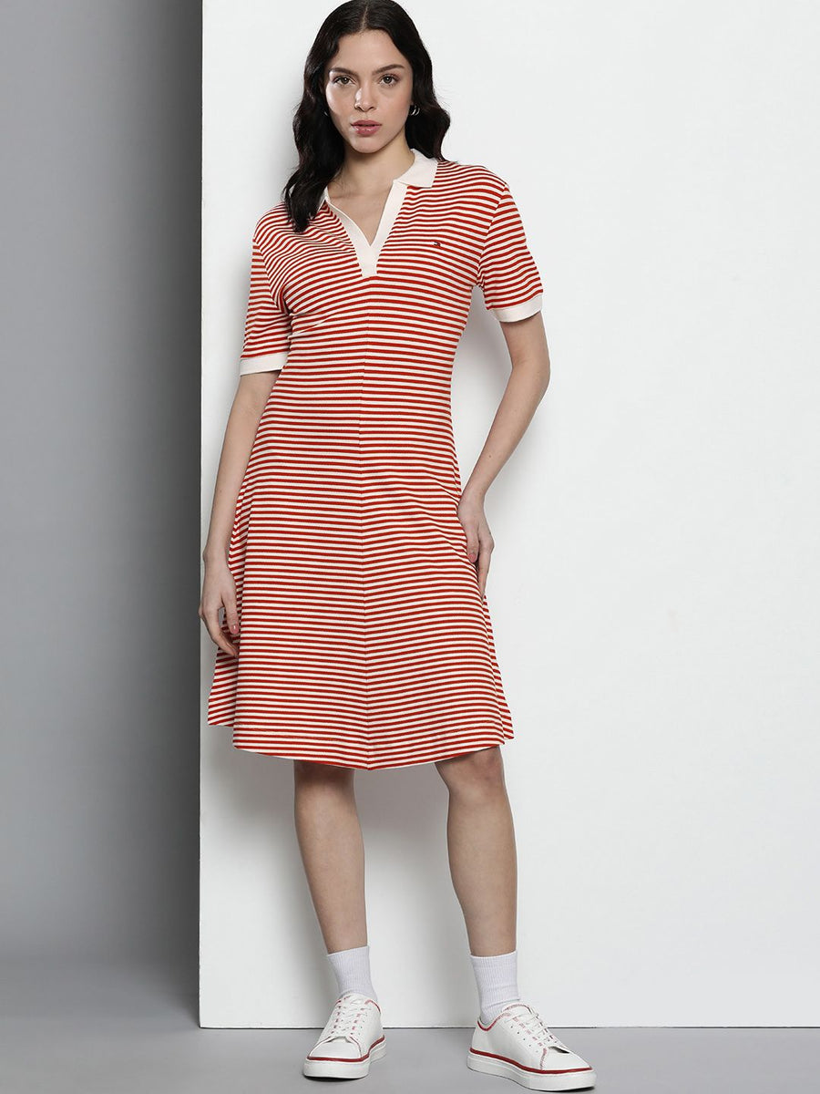 Tommy Hilfiger Polo Collar Striped T-shirt Dress