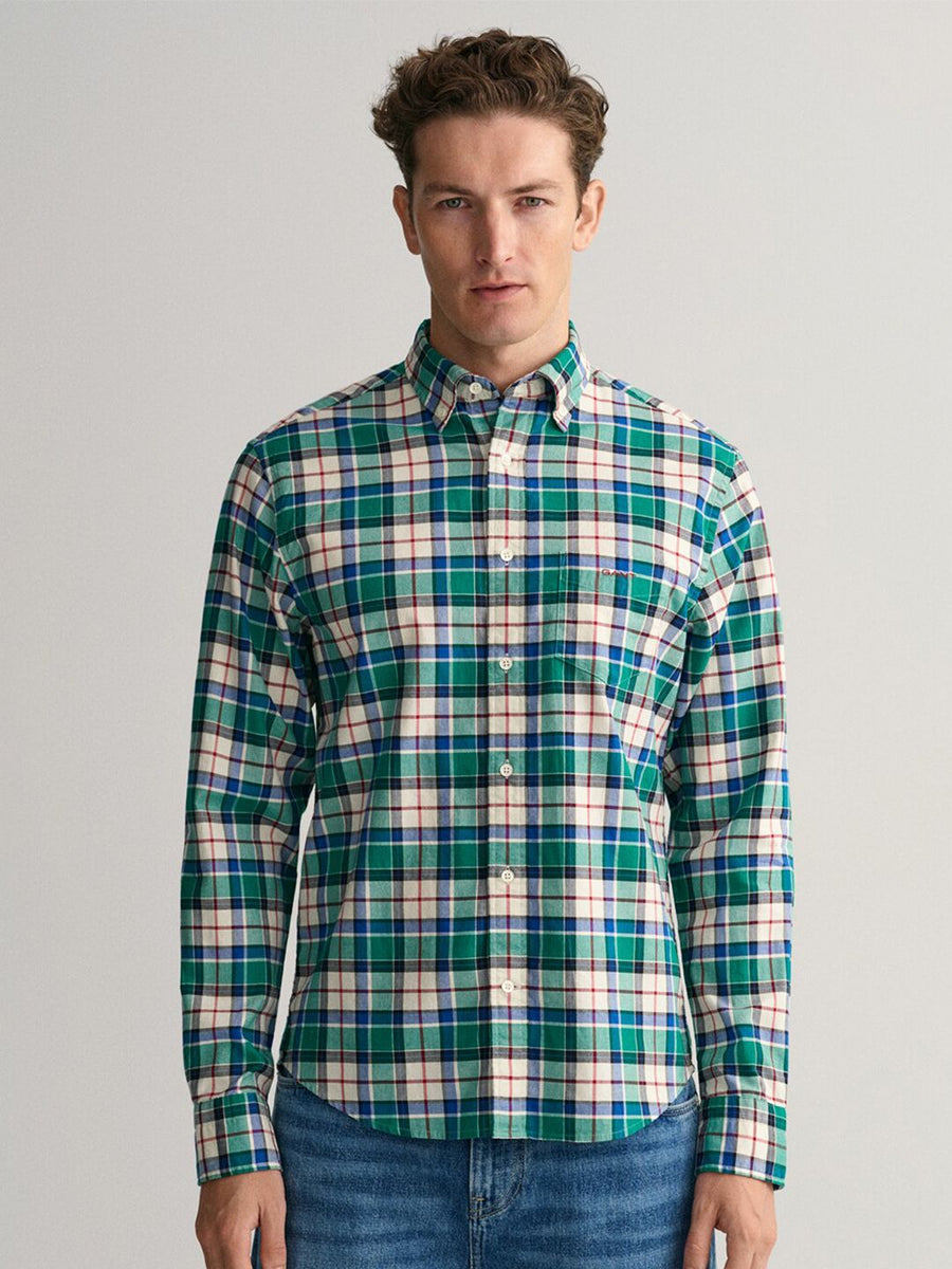 GANT Men Comfort Tartan Checked Cotton Casual Regular Fit Shirt