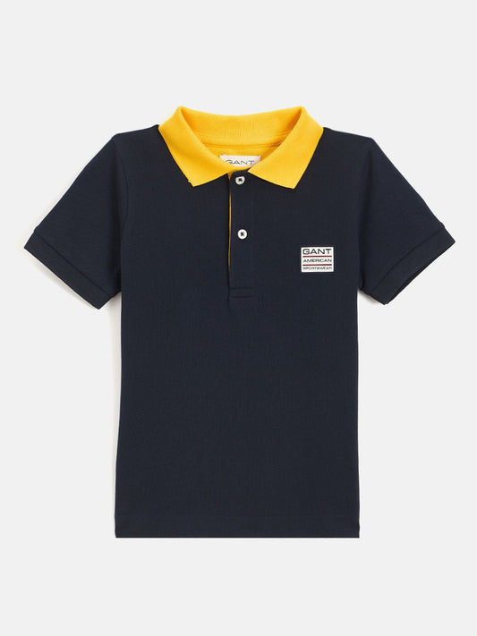 GANT Boys Polo Collar Organic Cotton Applique T-shirt