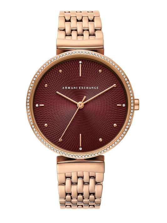 Armani Exchange Women Maroon Bracelet Style Straps Analogue Watch AX5912