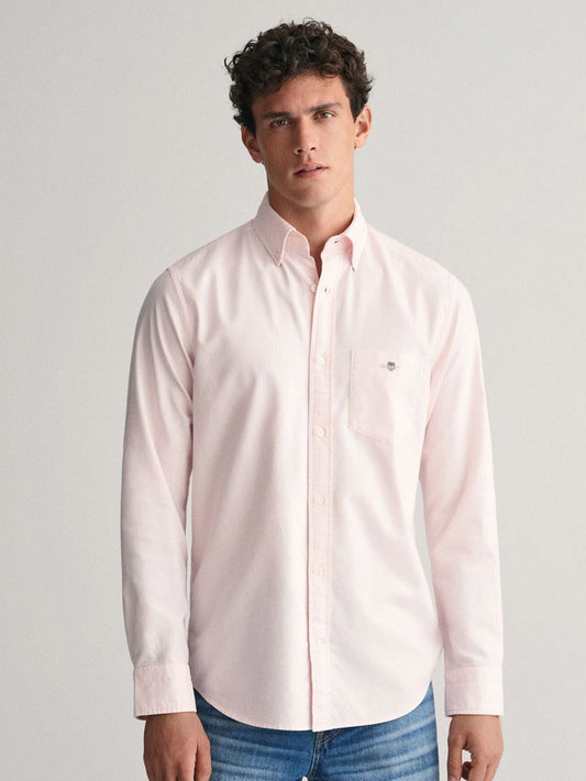GANT Men Spread Collar Solid Oxford Cotton Casual Shirt