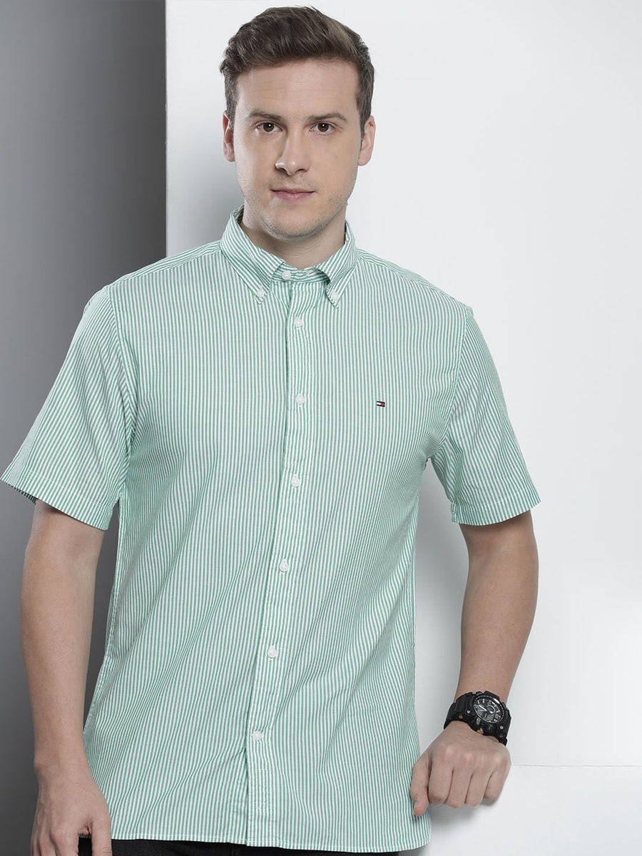 Tommy Hilfiger Pure Cotton Opaque Striped Casual Shirt