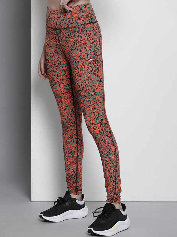 Tommy Hilfiger Women Mid-Rise Floral Printed Moisture Wicking Outdoor Tights