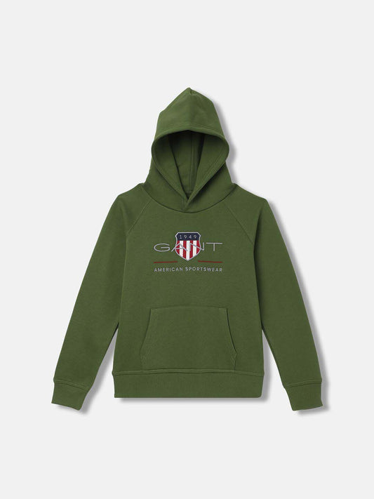 GANT Boys Typography Embroidered Hood Pullover Sweatshirt