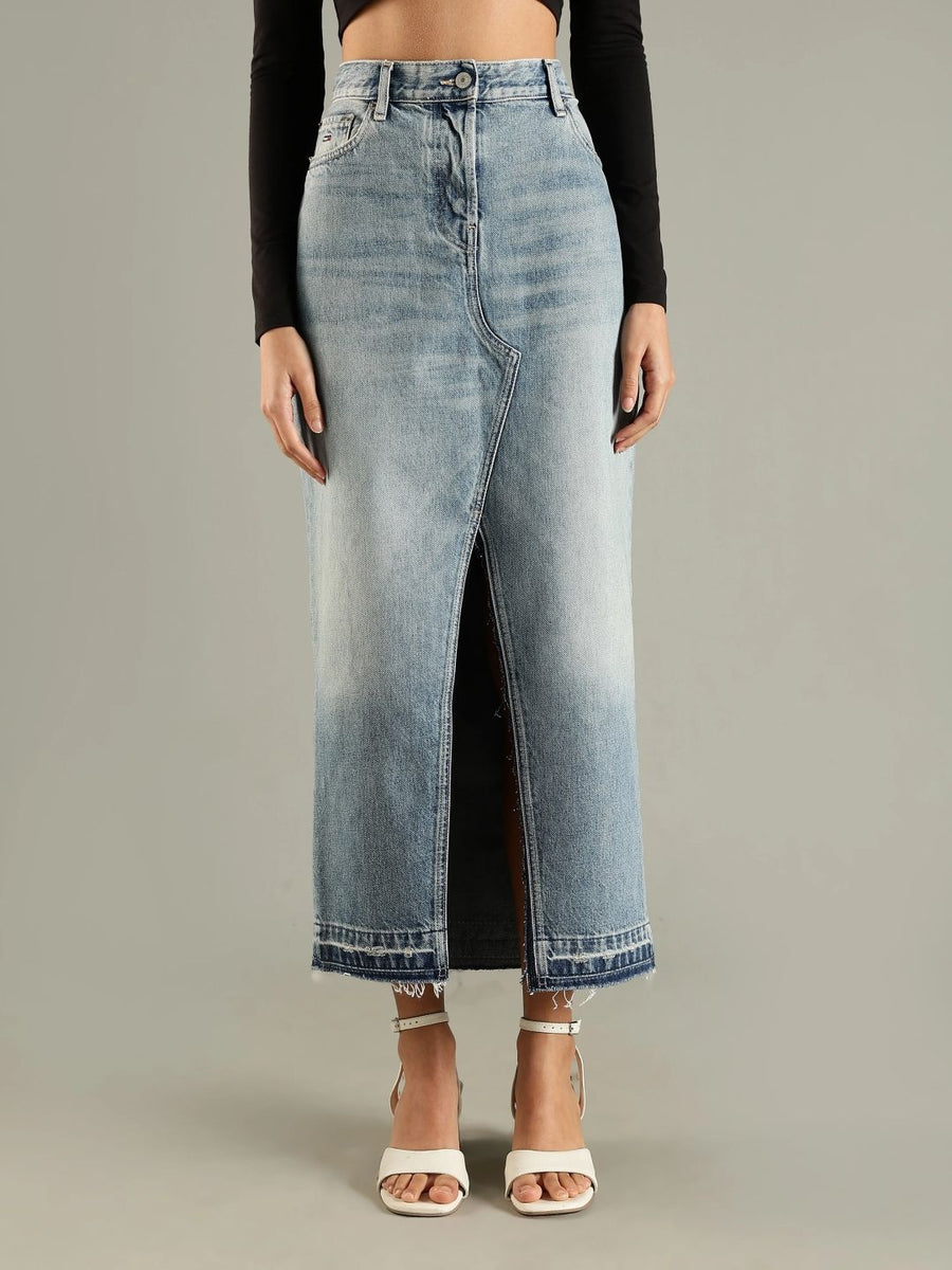 Tommy Hilfiger Pure Cotton High-Rise A-Line Midi Skirt