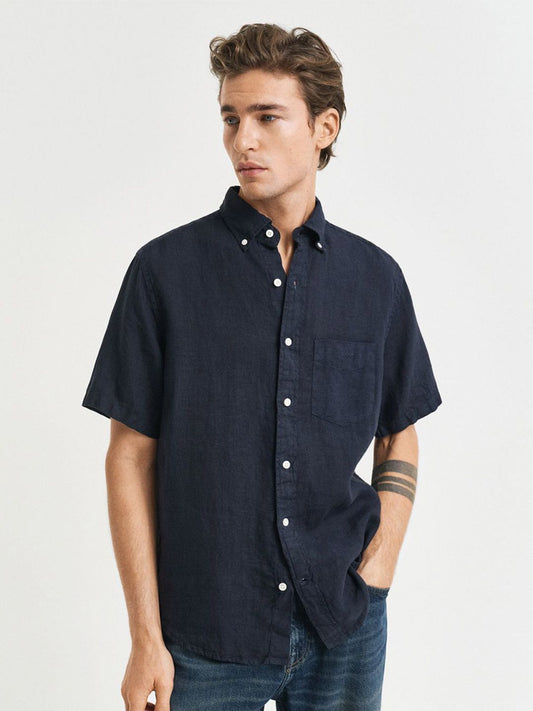 GANT Men Button-Down Regular Garment Dyed Linen Casual Shirt