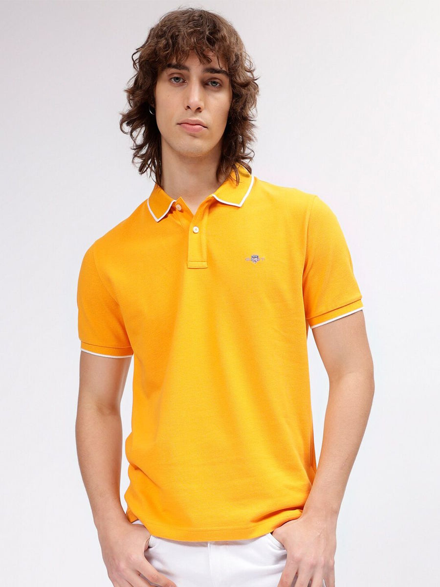 GANT Solid Polo Neck Regular Fit T-Shirt
