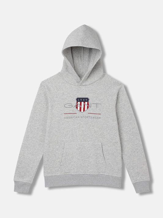 GANT Boys Typography Printed Hooded Cotton Pullover Sweatshirt