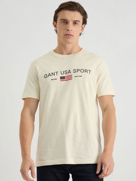 GANT Men Typography Printed Round Neck Cotton T-shirt