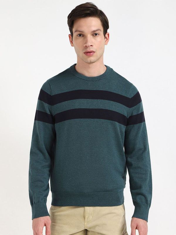 Tommy Hilfiger Men Striped Round Neck Pullover Cotton Sweater