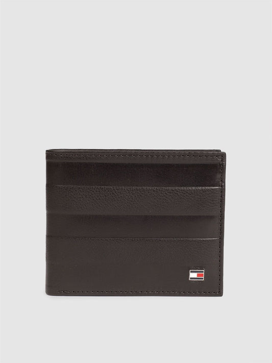 Tommy Hilfiger Men Brown Textured Two Fold Leather Wallet