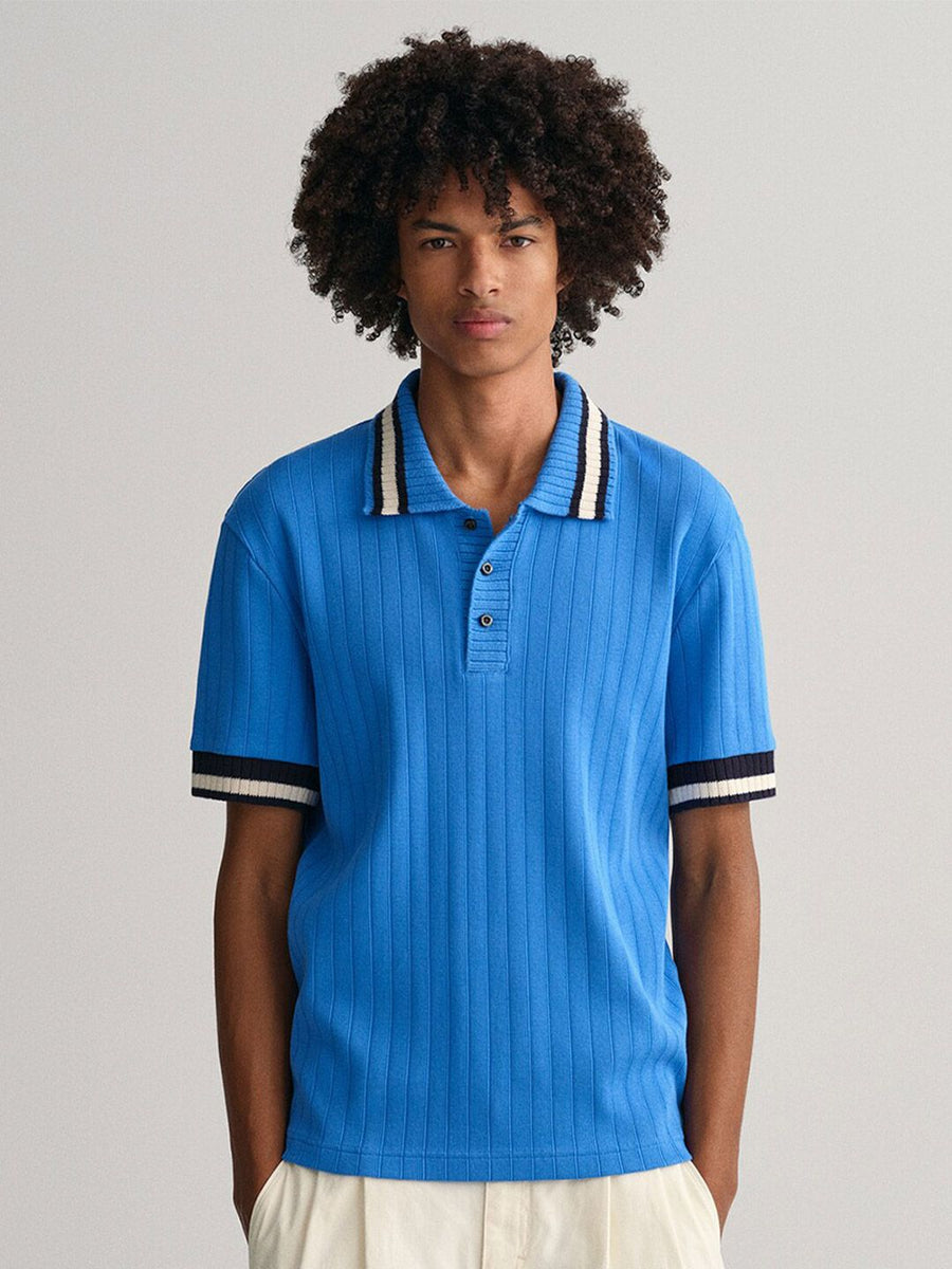 GANT Men Relaxed Fit Structured Knit Polo Collar T-shirt