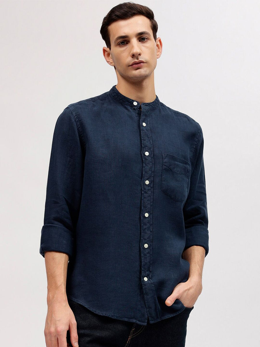 GANT Solid Band Collar Regular Fit Shirt