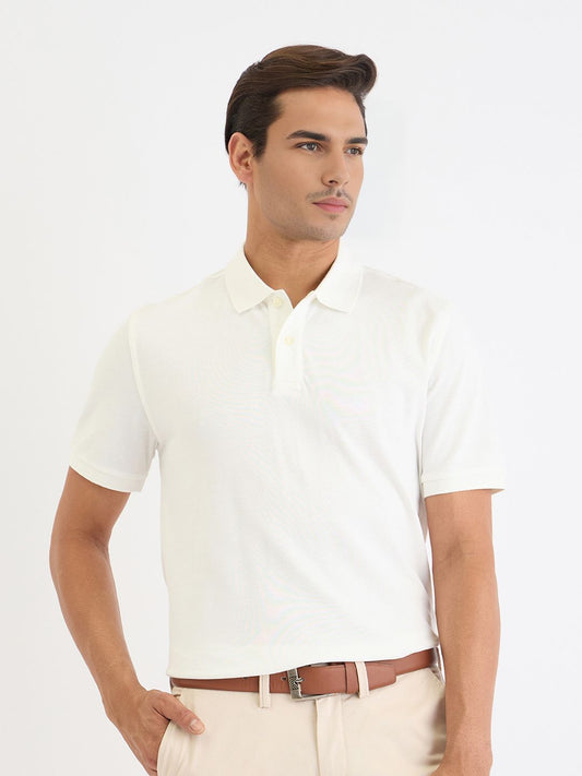 GANT Men White Solid Polo Collar Regular T-shirt