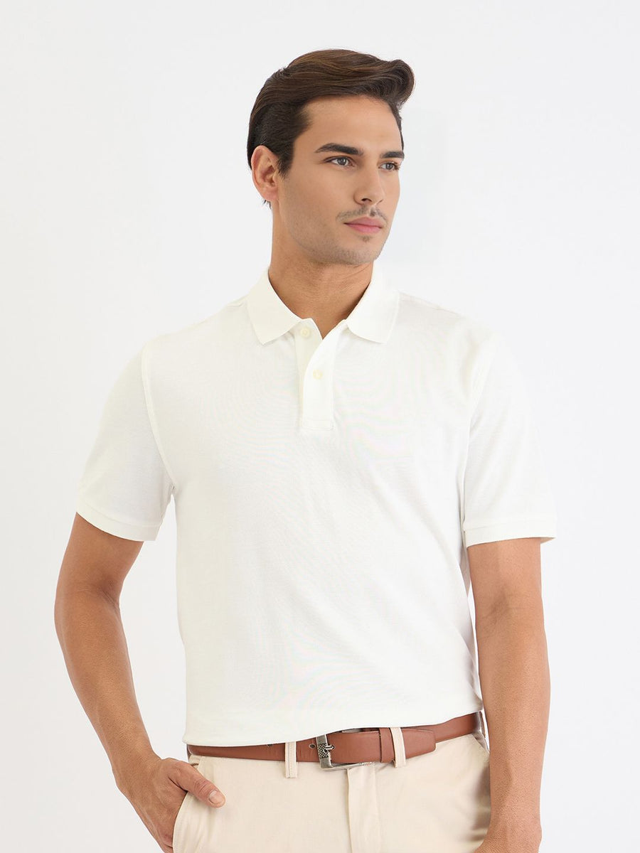 GANT Men White Solid Polo Collar Regular T-shirt