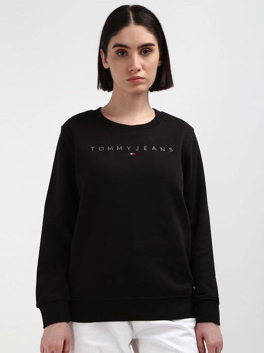 Tommy Hilfiger Women Embroidered Solid Round Neck Cotton Sweatshirt