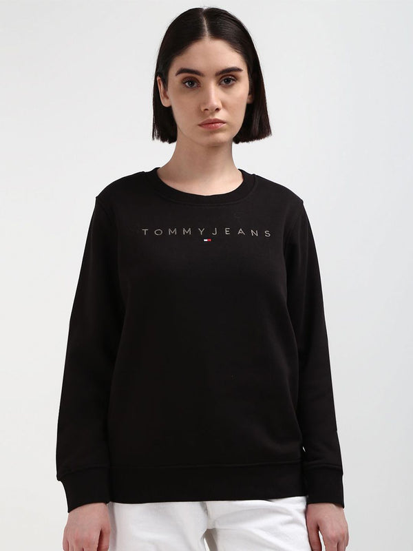 Tommy Hilfiger Women Embroidered Solid Round Neck Cotton Sweatshirt