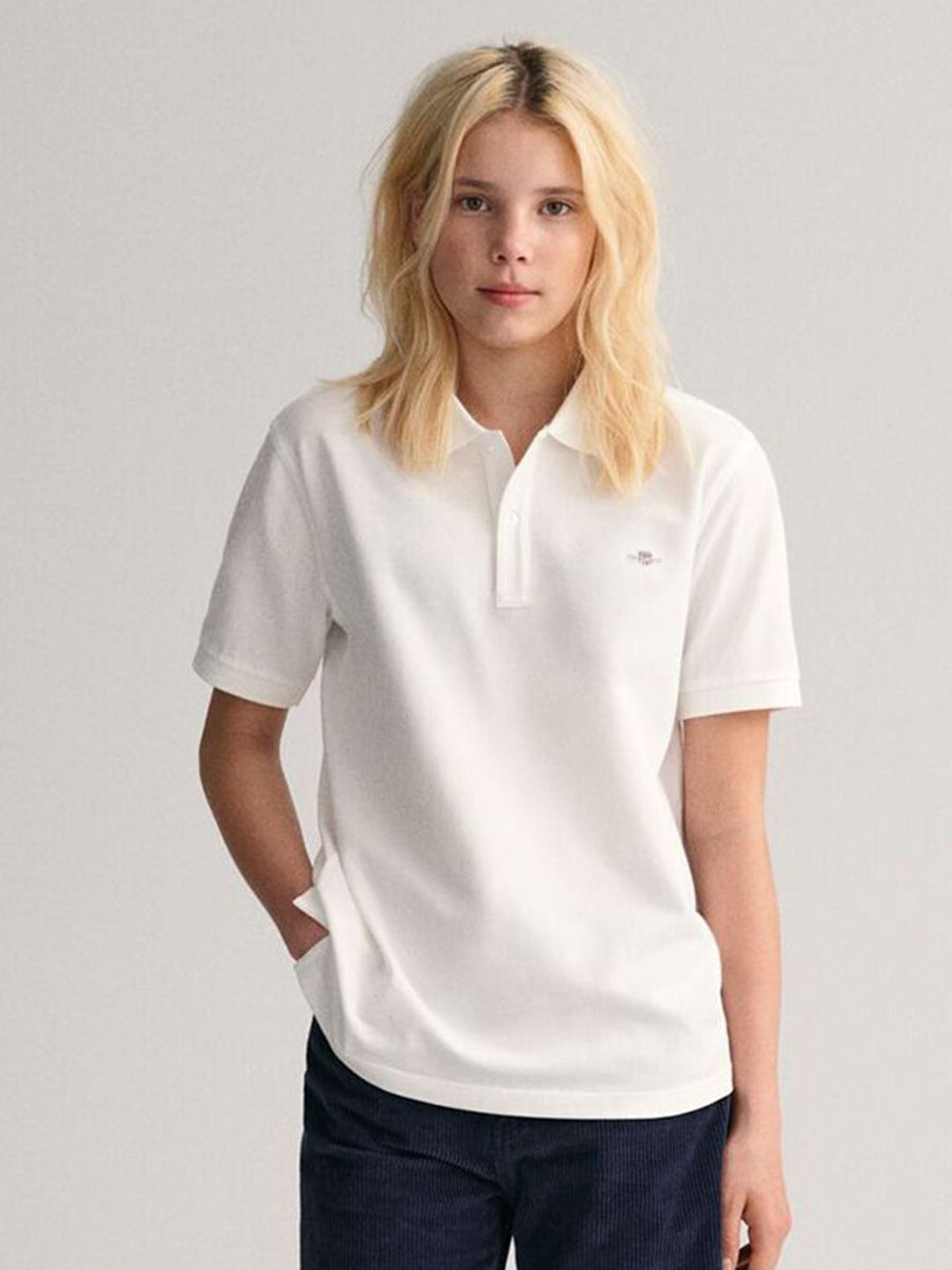 GANT Unisex Kids Solid Polo Collar Pique Cotton T-shirt