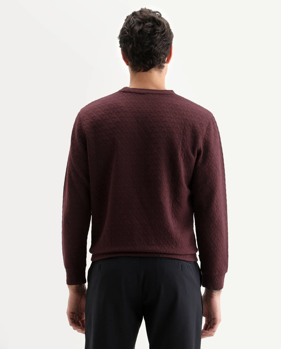 Rare Rabbit Men's Tony Maroon Cotton Plain Regular Fit Full Sleeve Crew Neck Sweatshirt