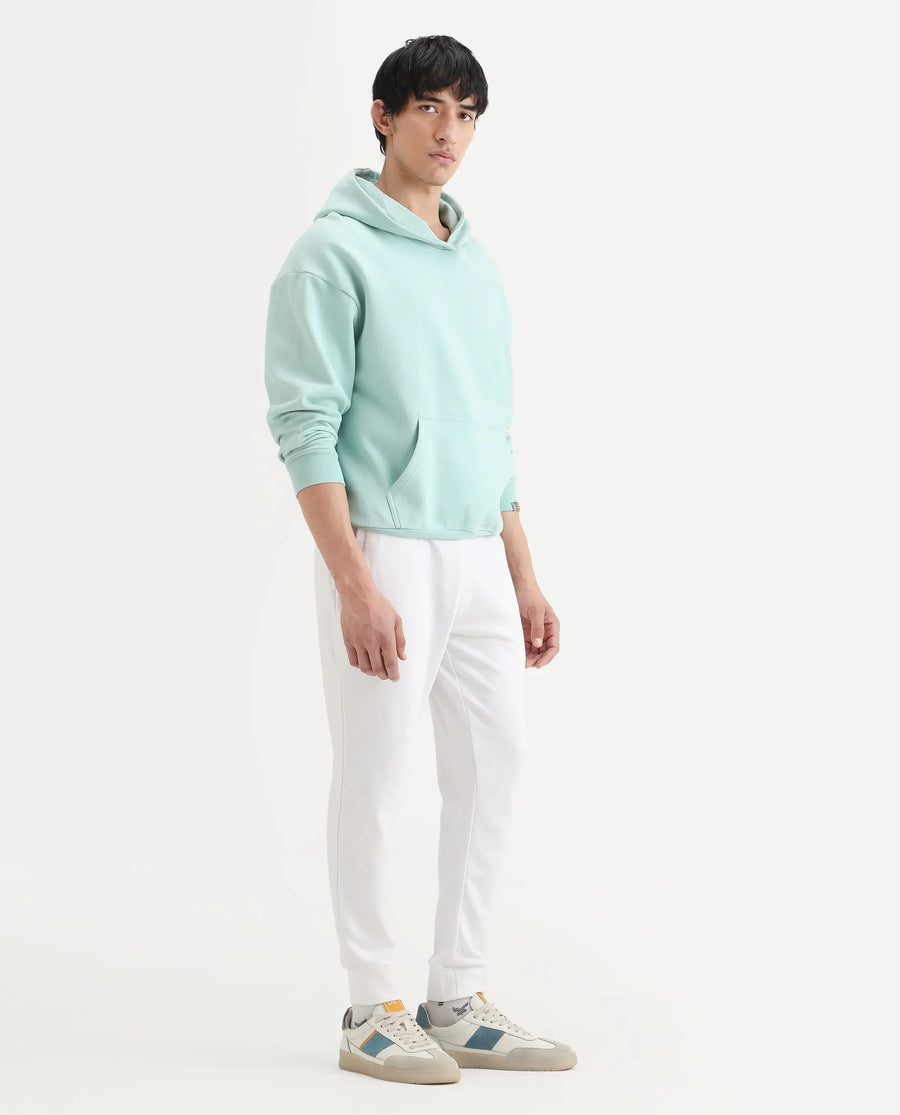 Rare Rabbit Men's Titan White Cotton Plain Regular Fit Joggers