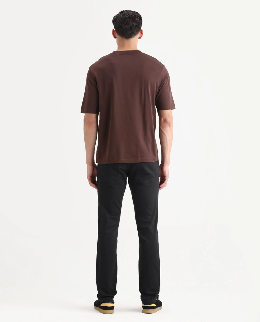 Rare Rabbit Men's Radley Black Cotton Plain Hawk Slim Fit Jeans