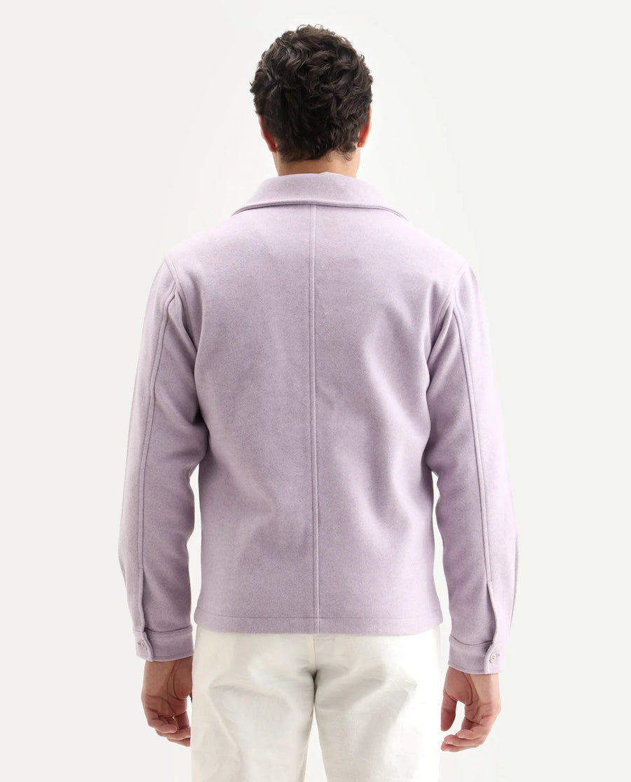 Rare Rabbit Men's Tweeder Pastel Purple Polyester Textured Regular Fit Full Sleeve Spread Collar Jacket