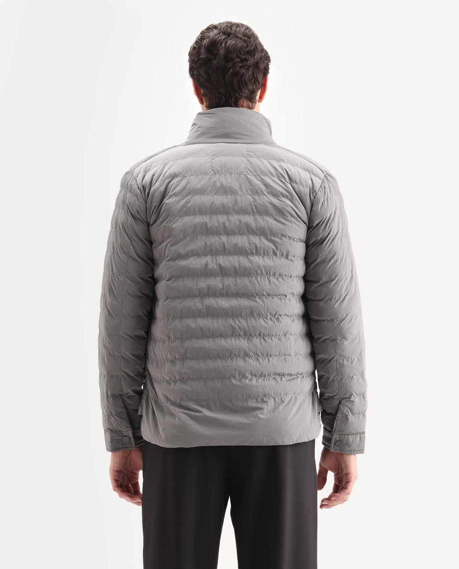 Rare Rabbit Men's Cadiz Silver Polyester Plain Relaxed Fit Full Sleeve High Neck Jacket