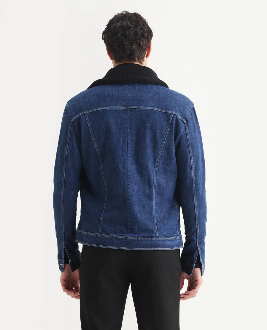 Rare Rabbit Men's Rubik Dark Blue Cotton Plain Regular Fit Full Sleeve Spread Collar Jacket