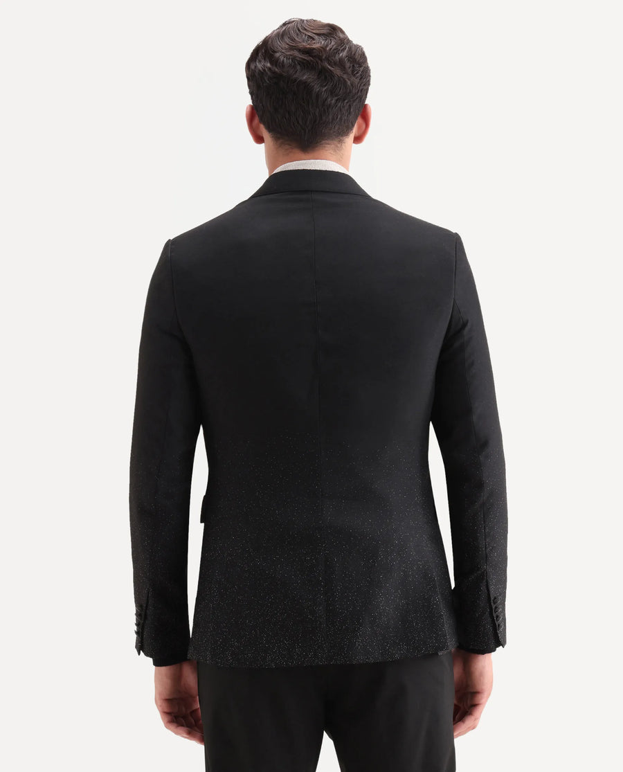 Rare Rabbit Men's Debra Black Polyester Plain Tailored Fit Full Sleeve Lapel Neck Blazer