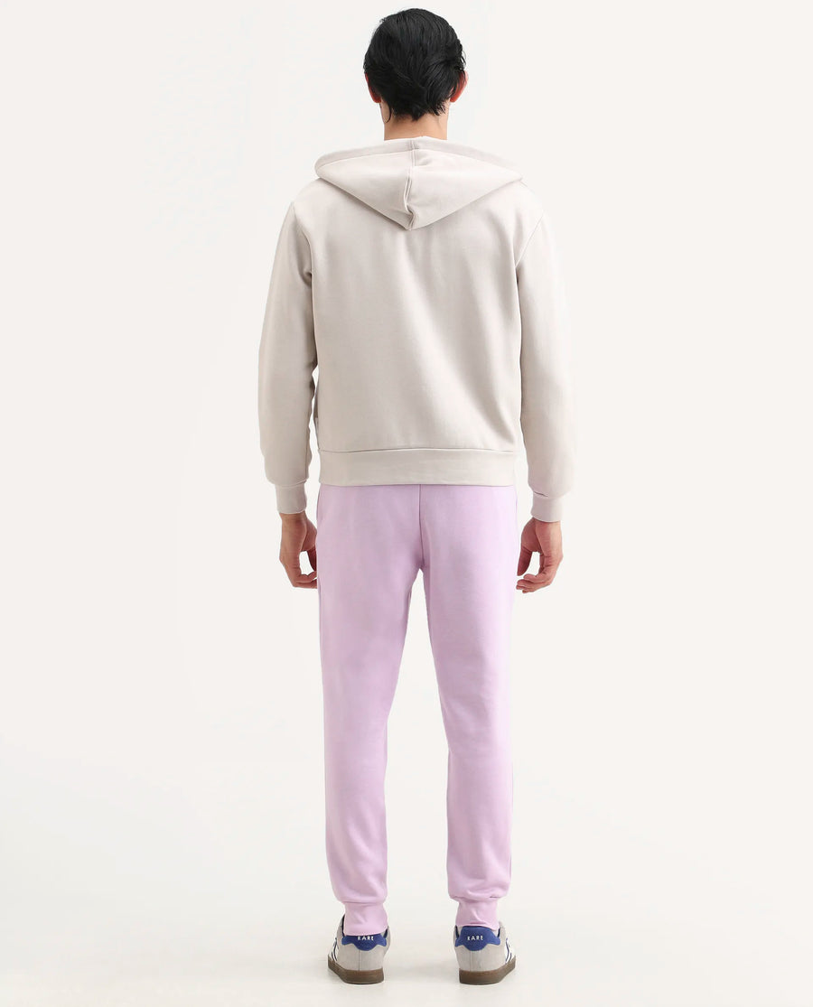 Rare Rabbit Men's Stormy Pastel Purple Cotton Plain Regular Fit Joggers