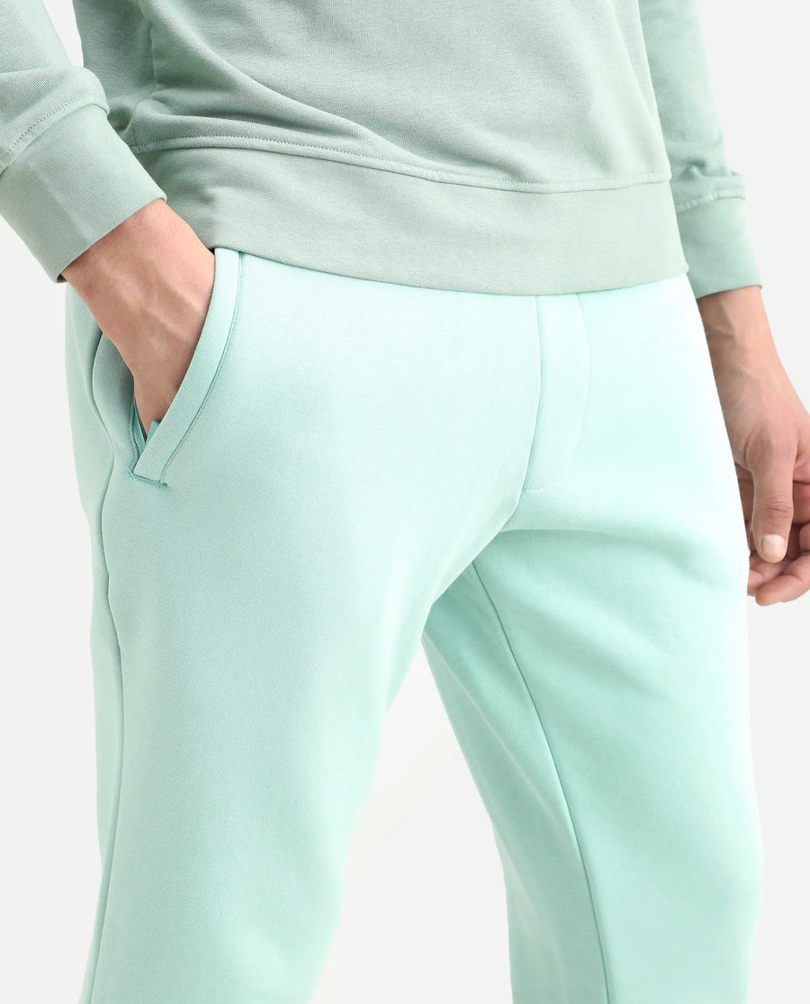 Rare Rabbit Men's Faroe Light Green Cotton Plain Regular Fit Joggers