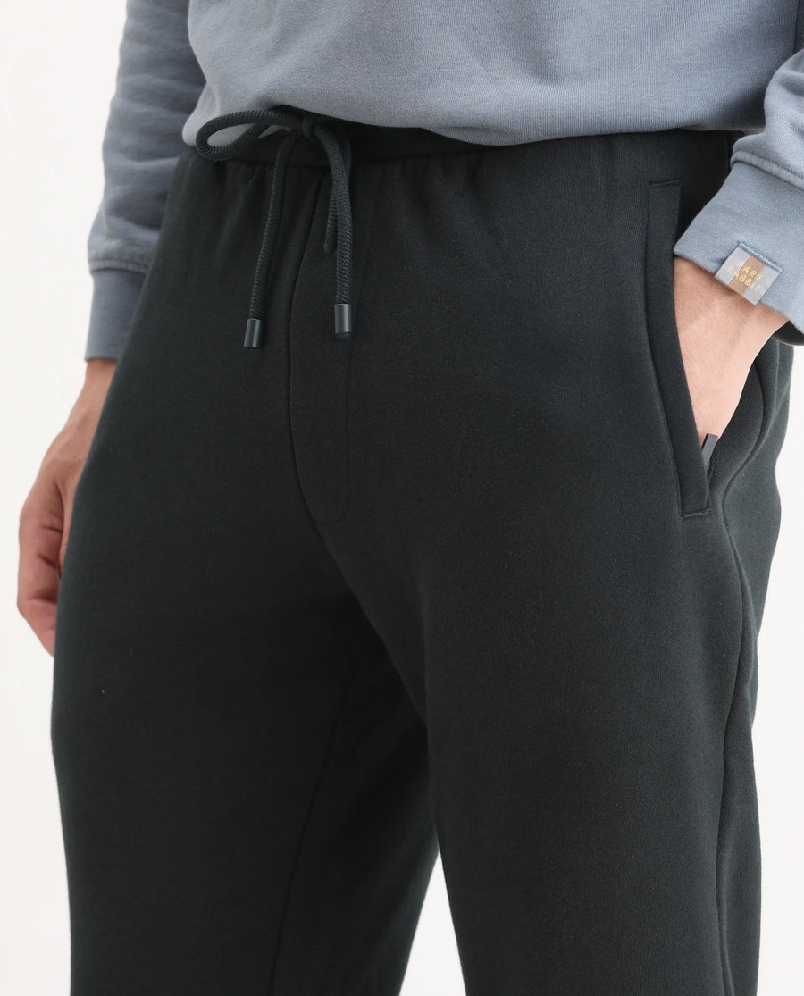 Rare Rabbit Men's Callan Dark Green Cotton Embroidered Regular Fit Joggers