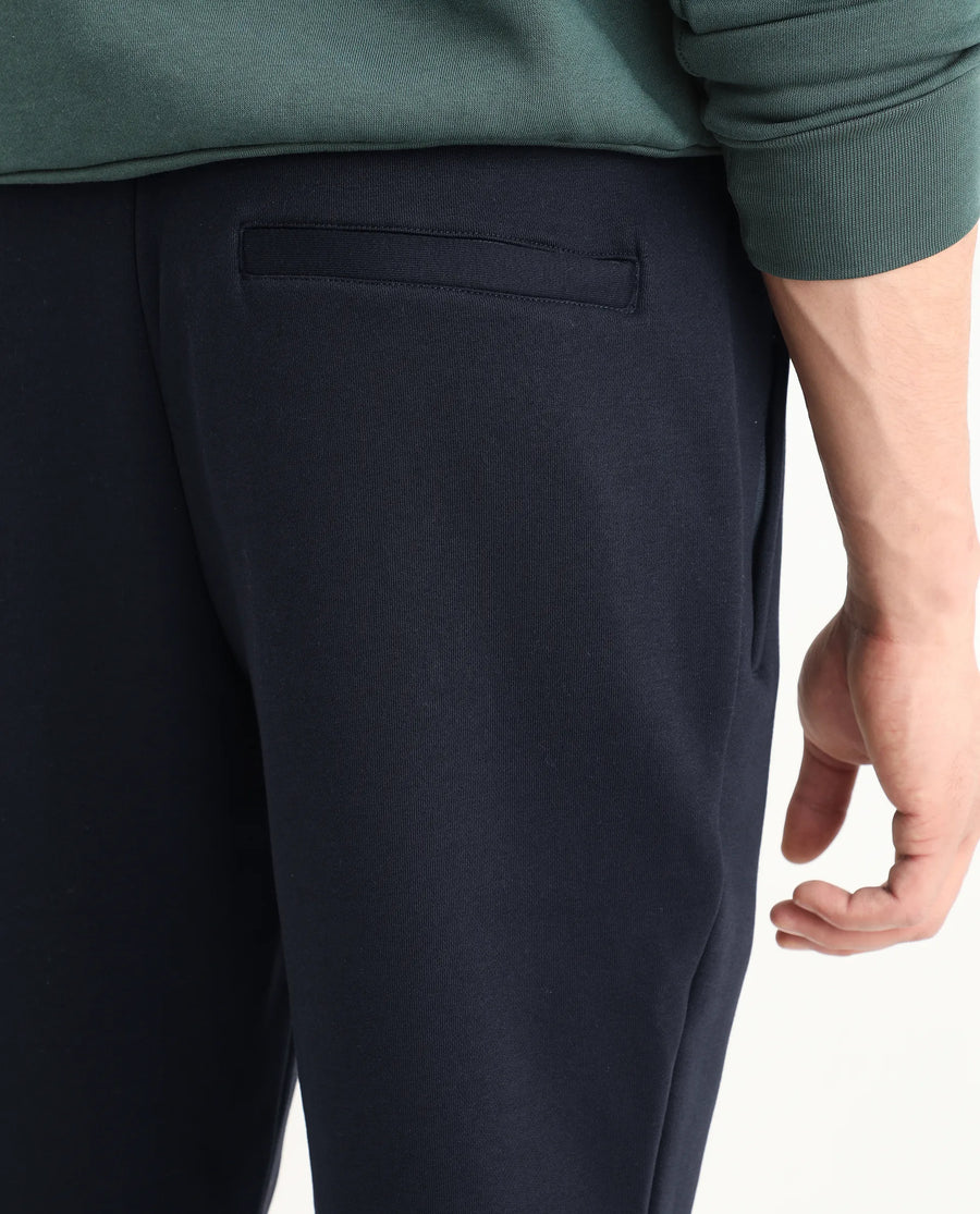Rare Rabbit Men's Soho Navy Cotton Plain Regular Fit Joggers