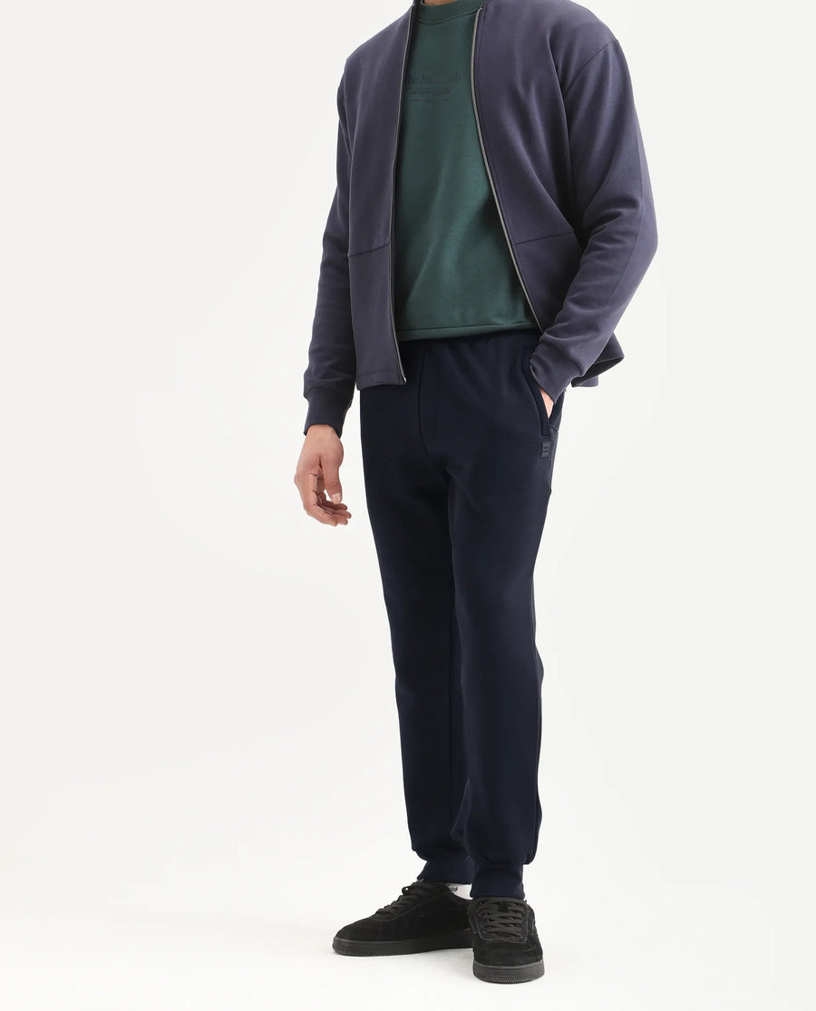 Rare Rabbit Men's Soho Navy Cotton Plain Regular Fit Joggers