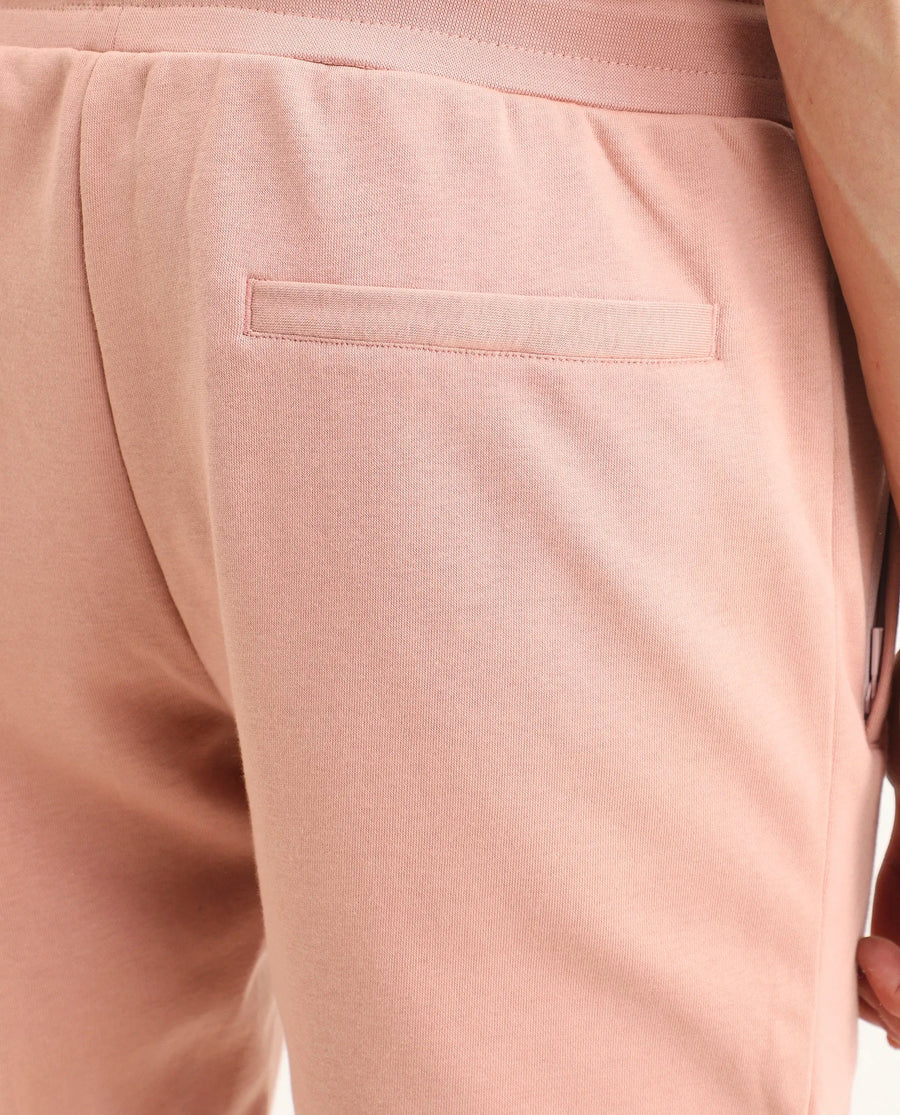 Rare Rabbit Men's Saku Peach Cotton Plain Regular Fit Joggers