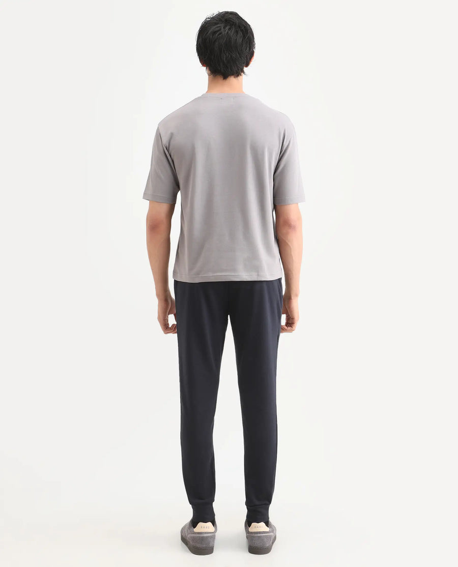 Rare Rabbit Men's Toka Navy Cotton Polka Print Regular Fit Joggers