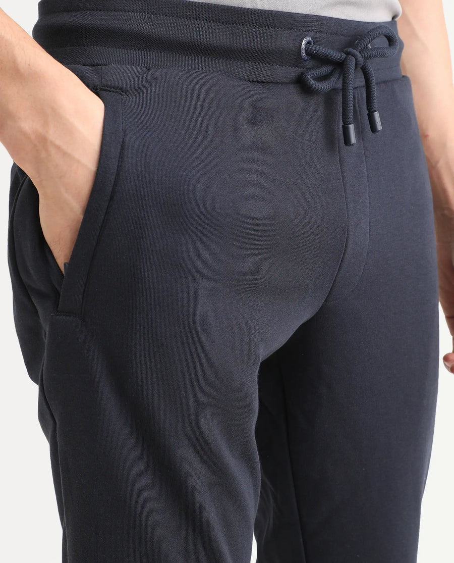 Rare Rabbit Men's Toka Navy Cotton Polka Print Regular Fit Joggers