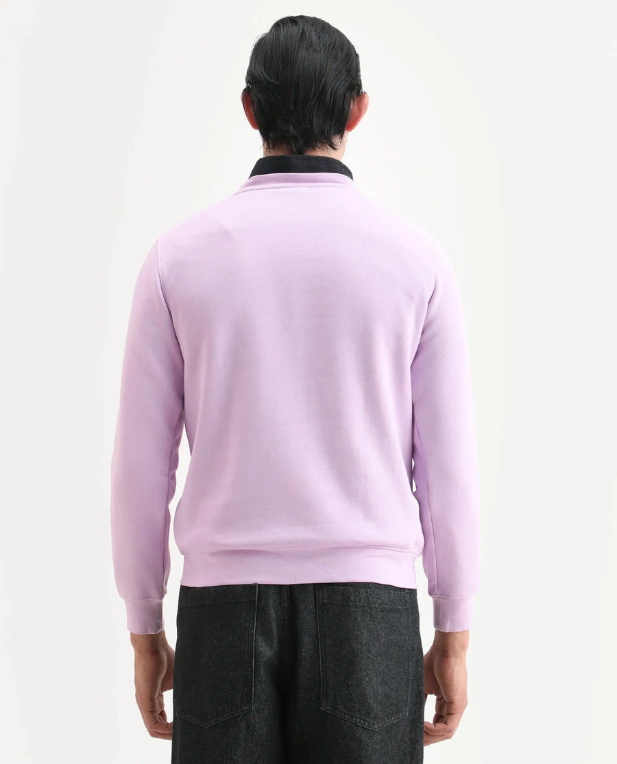 Rare Rabbit Men's Nomic Pastel Purple Cotton Graphic Print Regular Fit Full Sleeve Crew Neck Sweatshirt