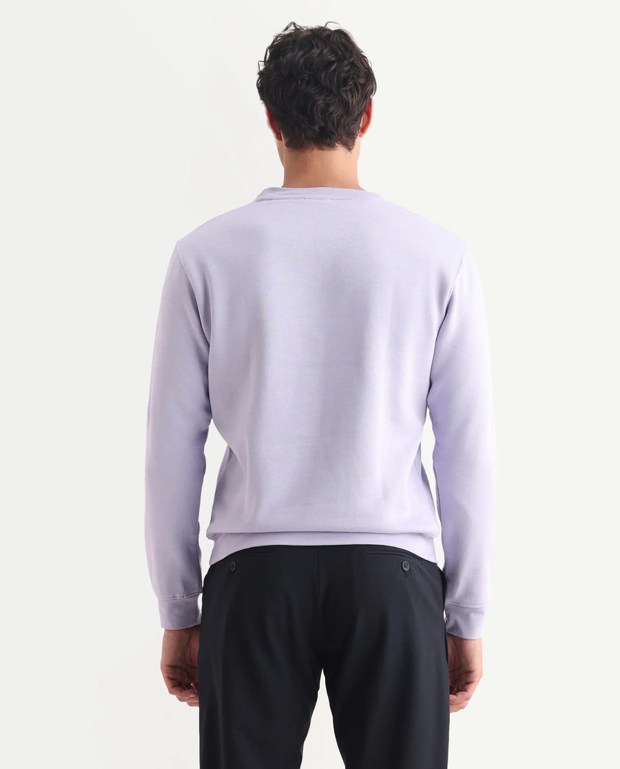 Rare Rabbit Men's Pysde Pastel Purple Cotton Graphic Print Relaxed Fit Full Sleeve Crew Neck Sweatshirt