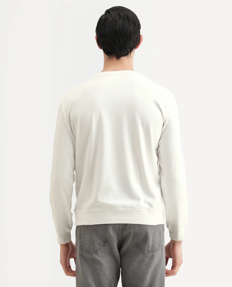 Rare Rabbit Men's Seven Off White Cotton Graphic Print Regular Fit Full Sleeve Crew Neck Sweatshirt