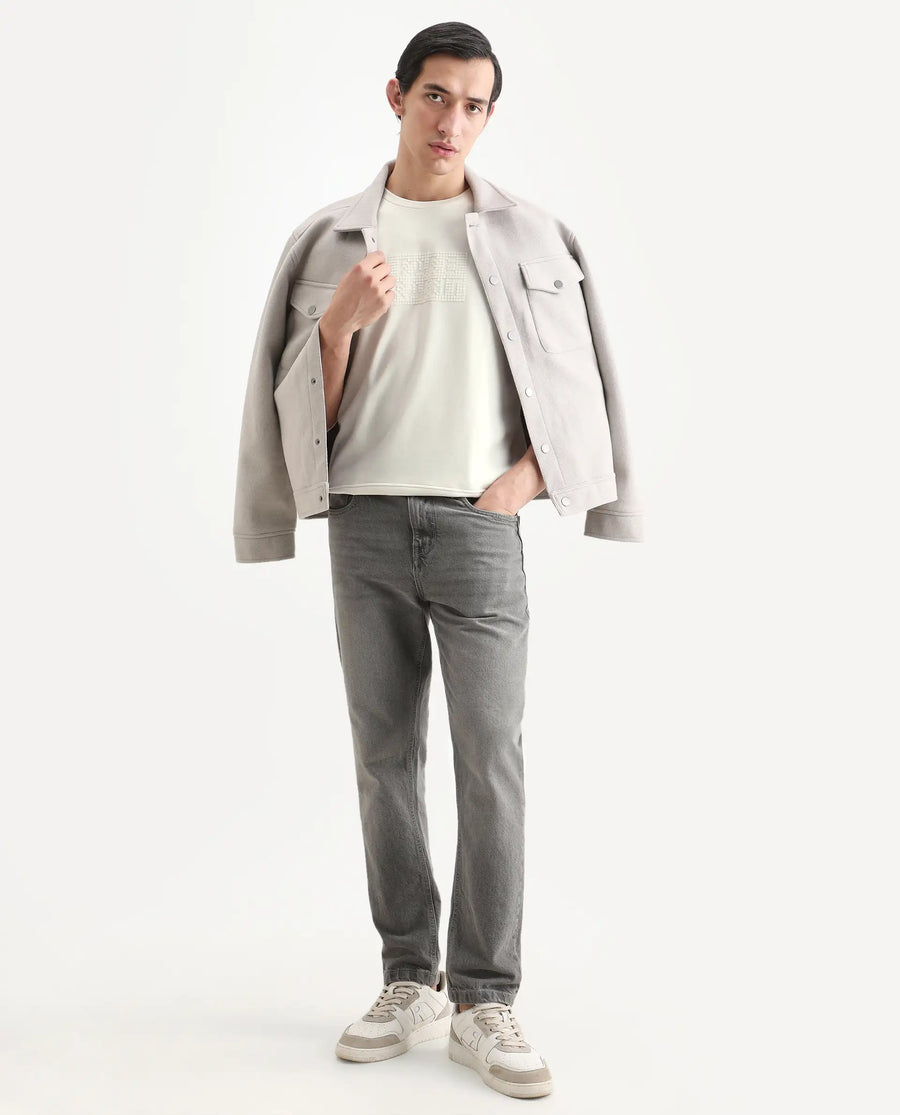 Rare Rabbit Men's Seven Off White Cotton Graphic Print Regular Fit Full Sleeve Crew Neck Sweatshirt