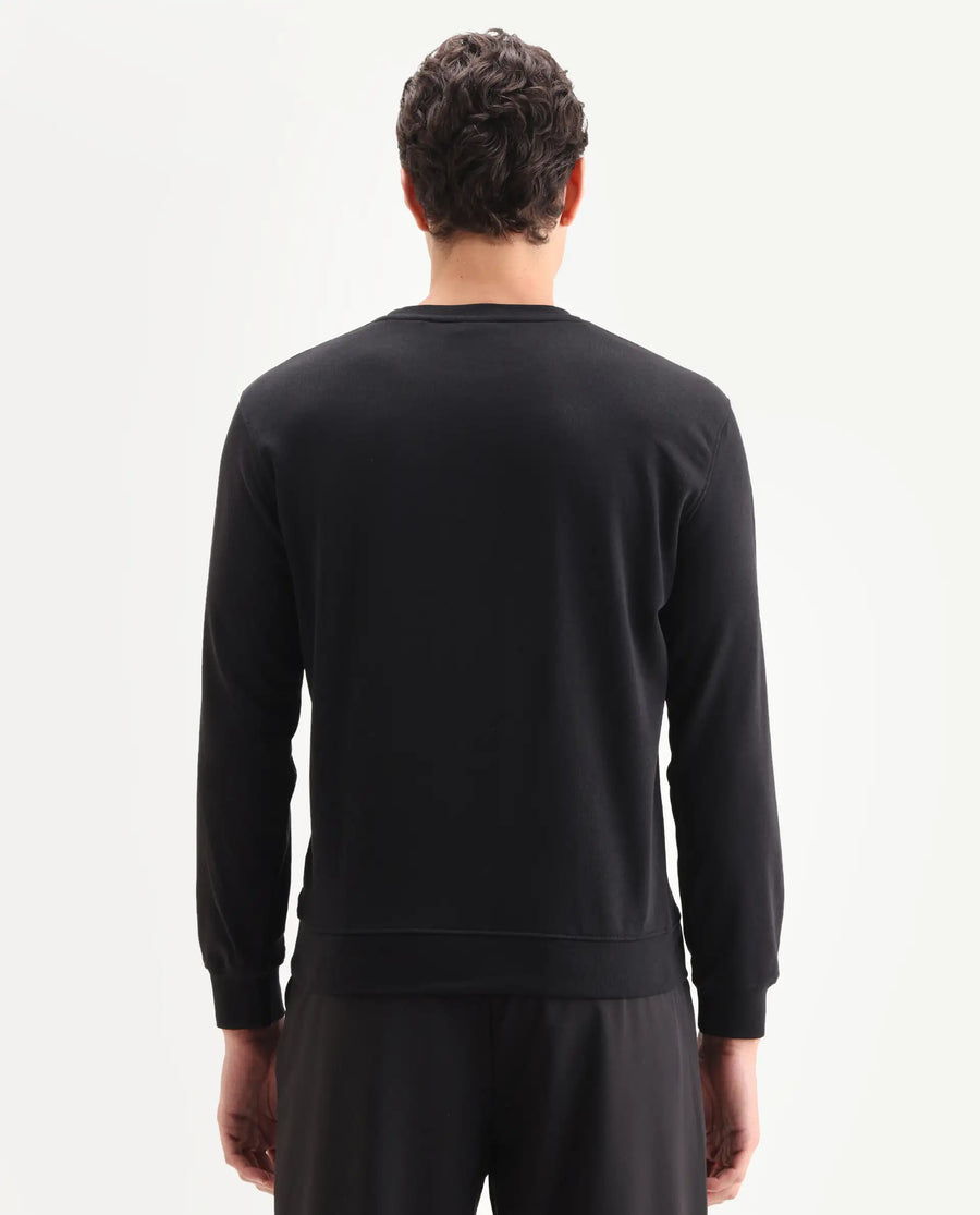 Rare Rabbit Men's Tide Black Velvet Ombre Regular Fit Full Sleeve Crew Neck Sweatshirt